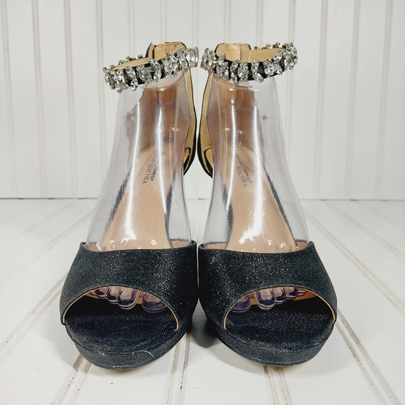 Badgley Mischka American Glamour Ankle Rhinestone Open Toe Sandal A 728 - Picture 3 of 15